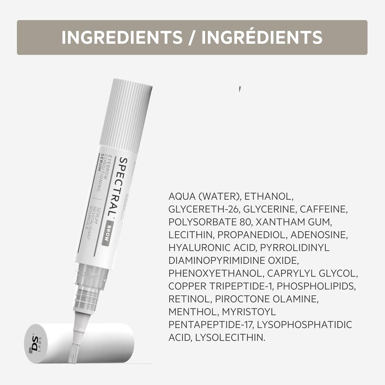 DS Labs Spectral.BROW Eyebrow Conditioning Serum - Supports Fuller, Thicker, Looking Brows, with Nanoxidil, Retinol & Hyaluronic Acid, Paraben Free, Sulfate Free, Cruelty Free