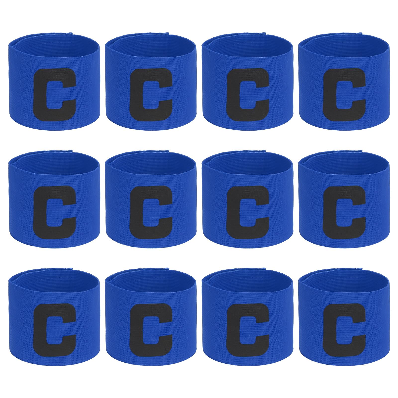 PATIKIL Brassard de Capitaine de Football, 12 pièces Brassardsélastiques pour Le Capitaine C Brassard de Capitaine de Sport pour Jeunes et Adultes Équipe de Football Entraînement Bleu