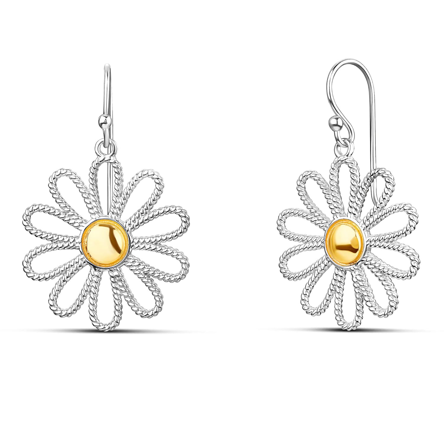 Milla Boho Earrings for Women Dangling Flower Earrings Heart Earrings Tassel Earrings for Women Dangle French Wire Silver