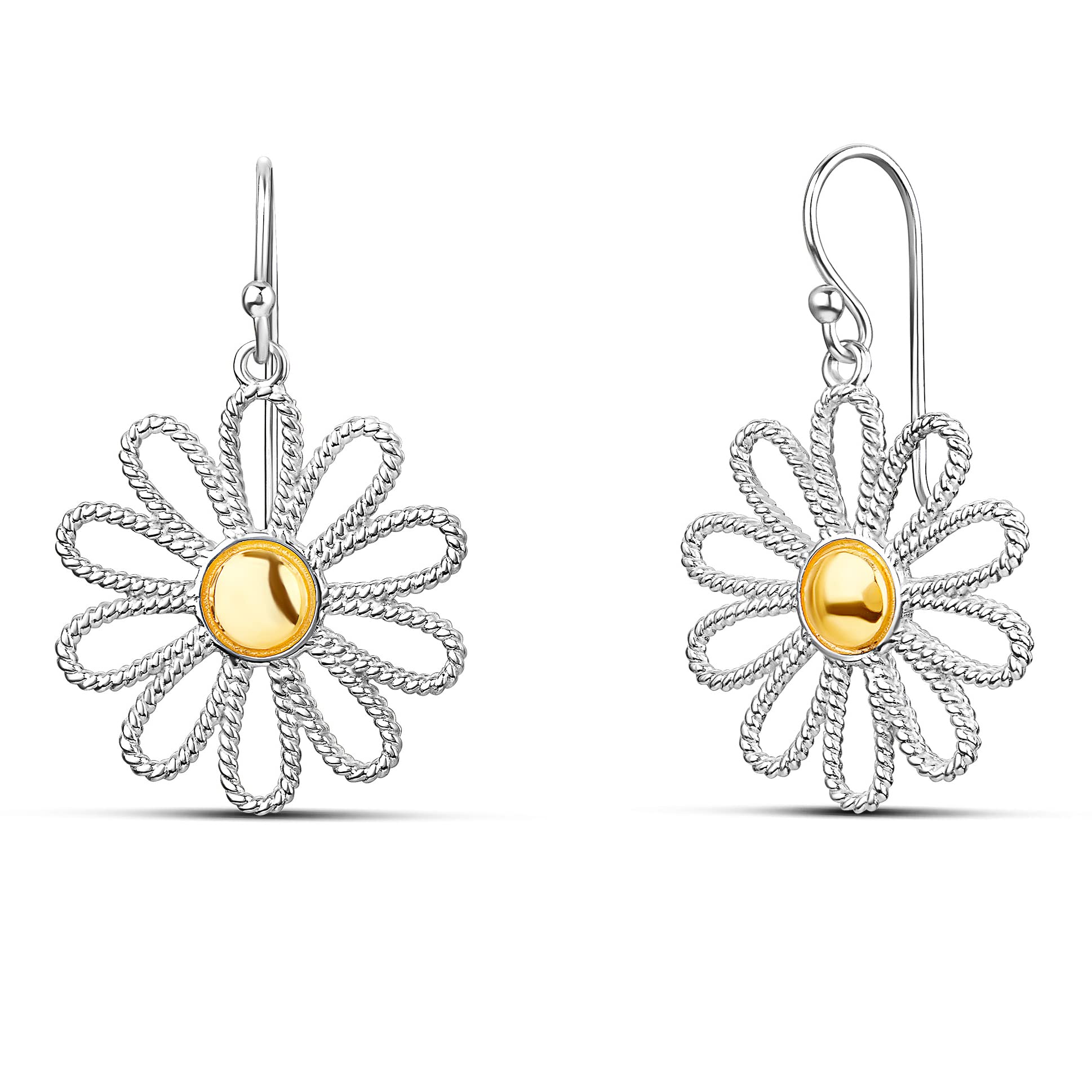 Milla Boho Earrings for Women Dangling Flower Earrings Heart Earrings Tassel Earrings for Women Dangle French Wire Silver