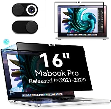 Privacy Screen Protector for MacBook Pro 16 Inch 2021-2026, M1, M2, M3, M4, M5, Easy On/Off Removable Anti Spy Blue Light Glare Shield Laptop Privacy Filter for Apple Mac Pro 16.2 in