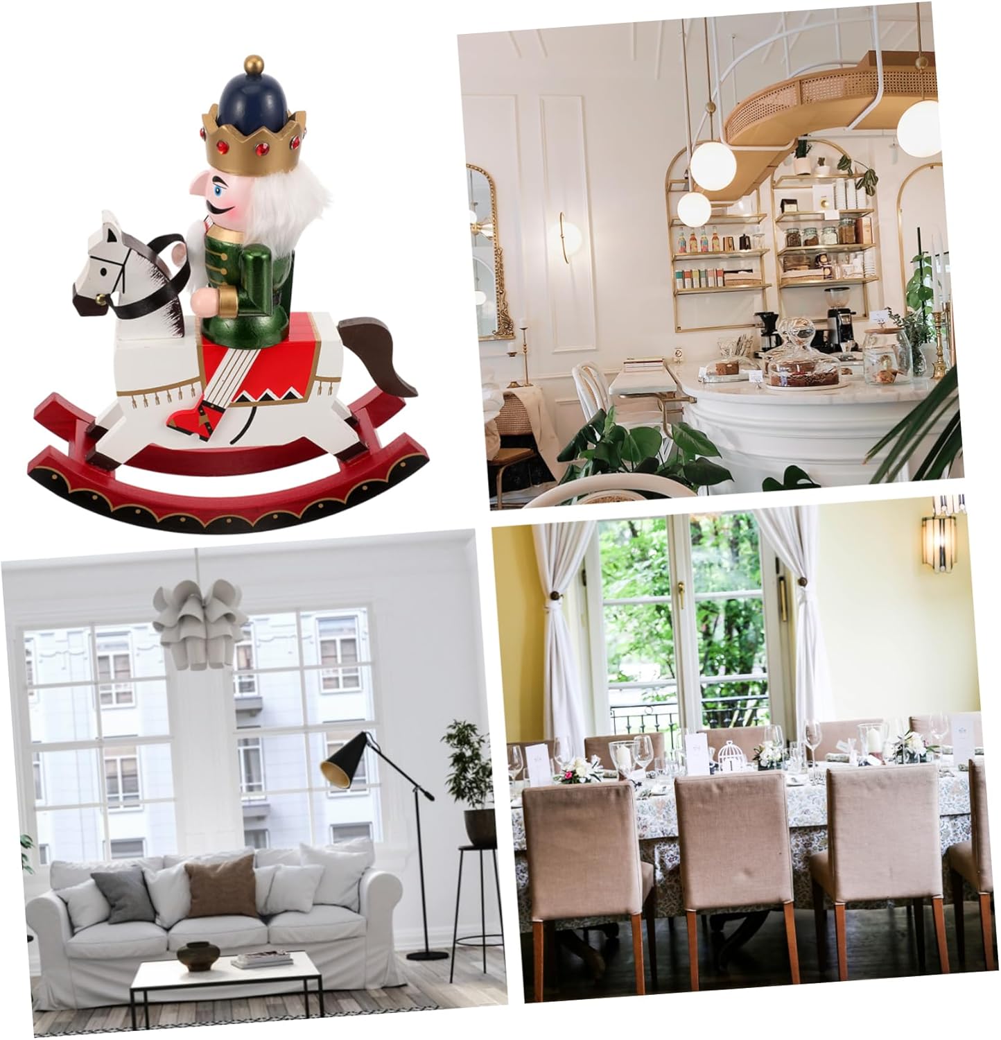 Traditional Wooden Nutcracker Festive Christmas Decoration with Wood Horse and Soldier Puppet Creative Holiday Ornament for Home and Table Elegance