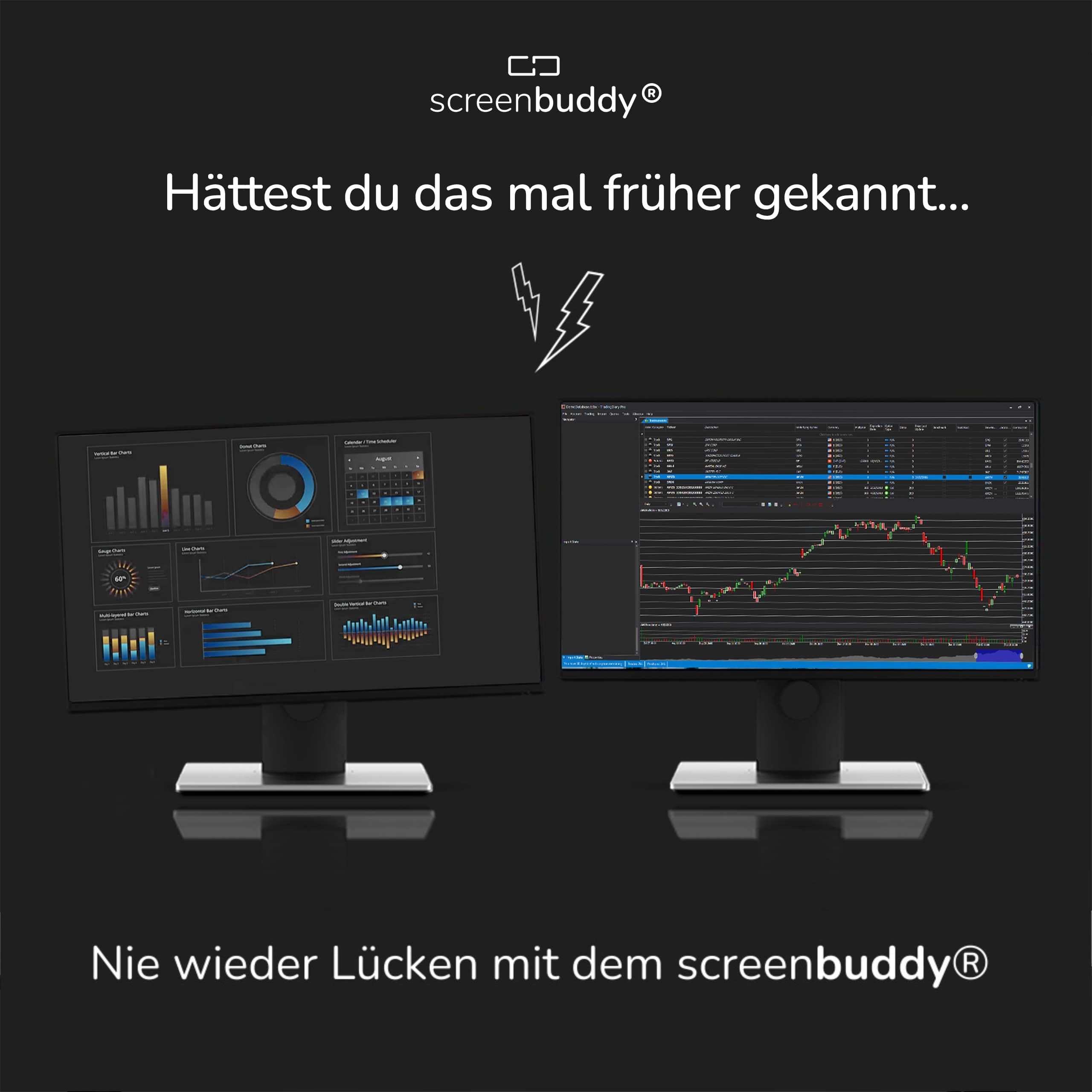 2er Set magnetischer Verbinder für PC Bildschirme & Monitore - Computer Zubehör für Home-Office, Büro, Gaming & Streaming - Magnet Verbindung zum Monitor Zusammenhalten - Made in Germany