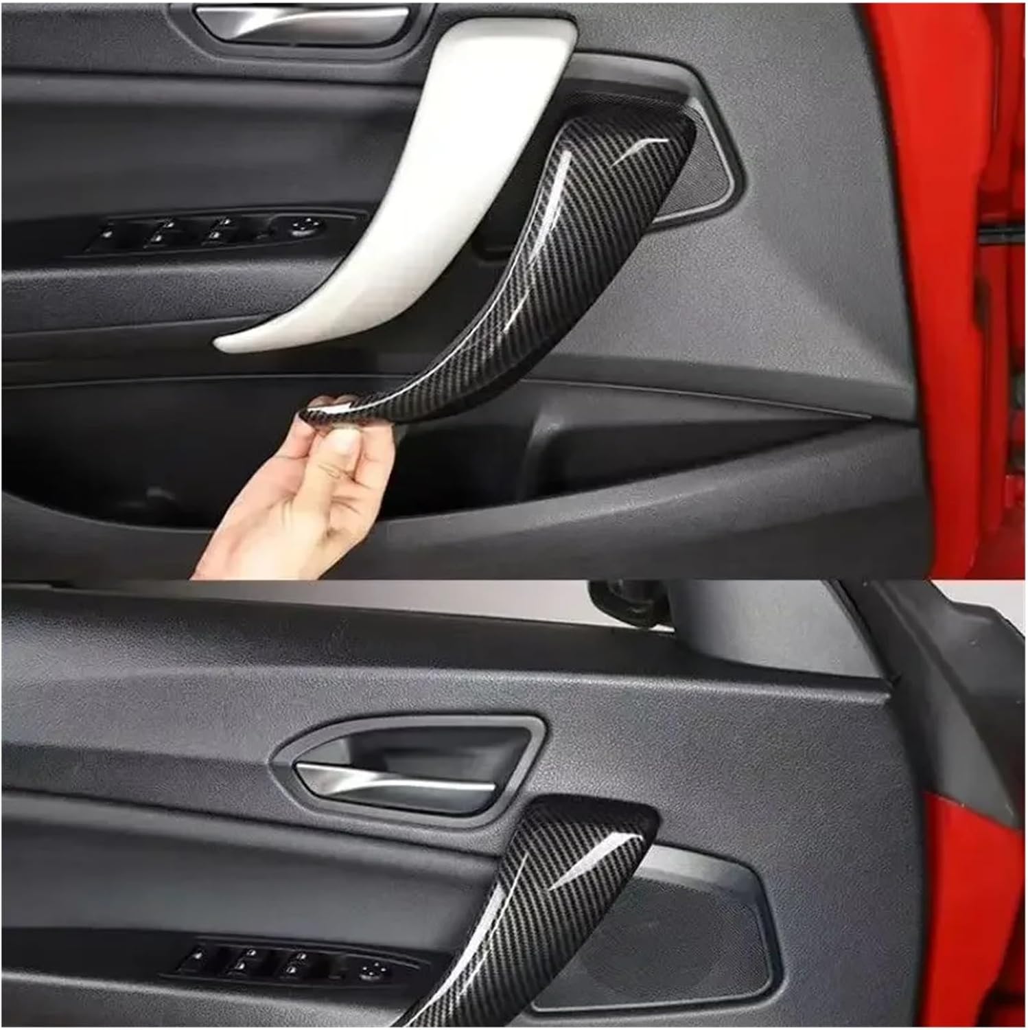 Left Right Carbon Fiber Style Inner Door Handle Cover ABS Compatible 1 Series F20 F21 F22 2012-2018 2 F23 2014-2019(Front Or Rear 2 Pcs)