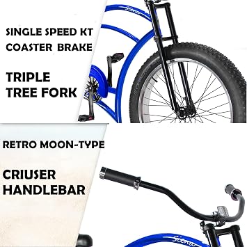 Tracer Siena Beach Cruiser Bike for Adults 26/29 Inch Chopper Stretch Bike with Wheels Fat Tire Hi Ten Steel Frame 1/3/7 Speed Complete Cruiser Bike Multiple Colors