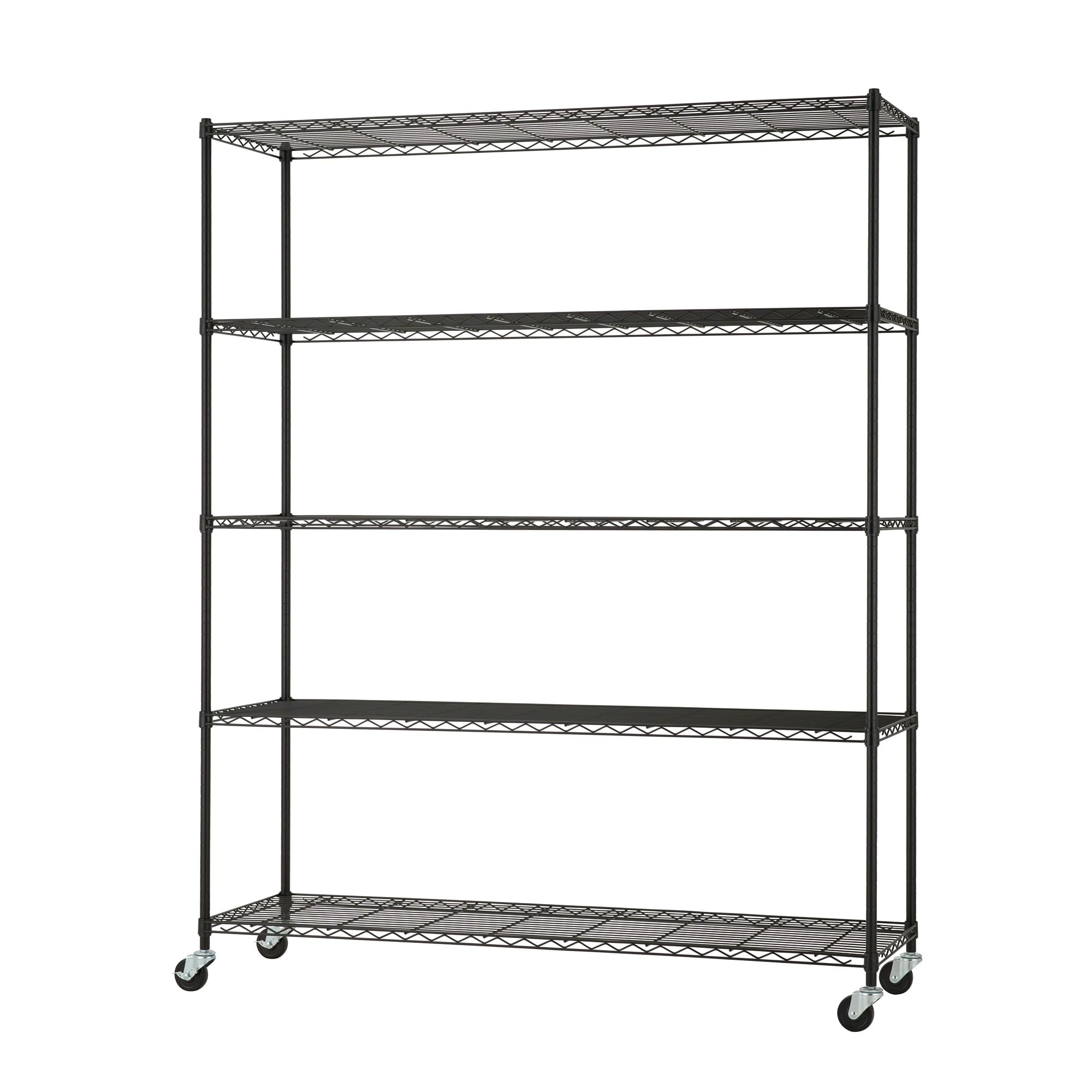NEAT by TRINITY 5-Tier Adjustable Wire Shelving with Wheels, Wire Shelf Rack for Kitchen Organization, Garage Storage, 500 to 2500 Pound Capacity, NSF