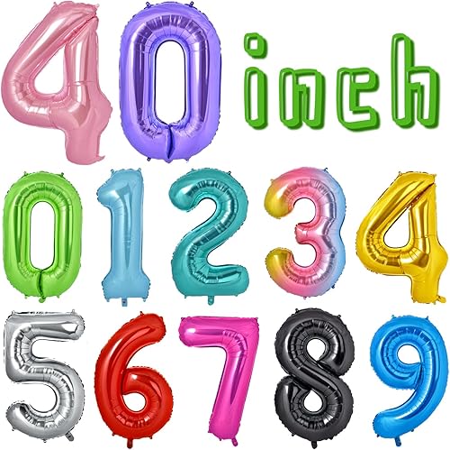 Miniatura 4 de Globos gigantes de 40 pulgadas con números 3, globos gigantes de Mylar de aluminio digital gigante para decoración de fiesta de cumpleaños, boda,