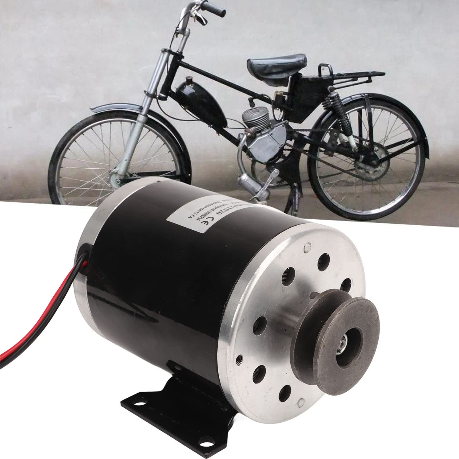 Motor de polea eléctrica de 500W y 48V, motor de CC cepillado de aleación de aluminio, diseño de polea de correa de bajo ruido y alta potencia para bicicleta eléctrica, scooter,