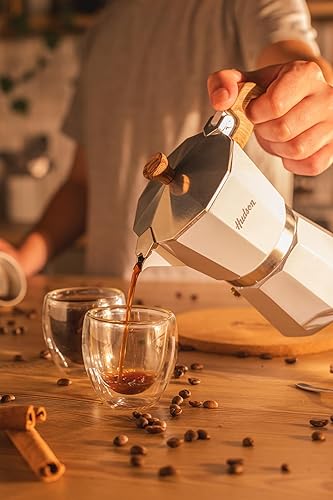 Miniatura 3 de HUDSON Classic - Cafetera espresso para estufa, estilo italiano, 6 tazas, pulido plateado