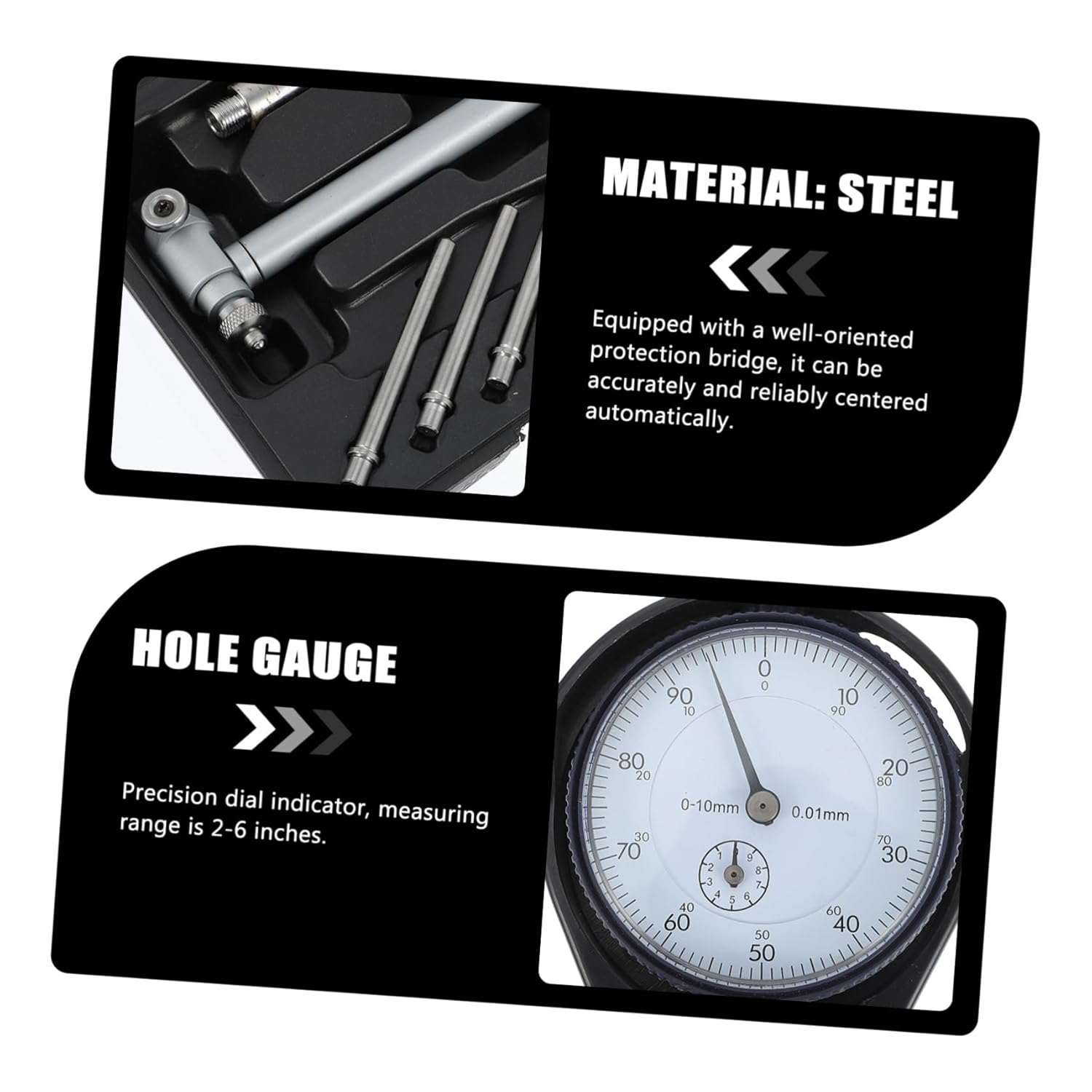 Zerodeko Precision Inner Diameter Bore Gauge Set Flexible Hole Measurement Tool 50-160mm Manual Dial Indicator Carrying Case for Accurate Measurement
