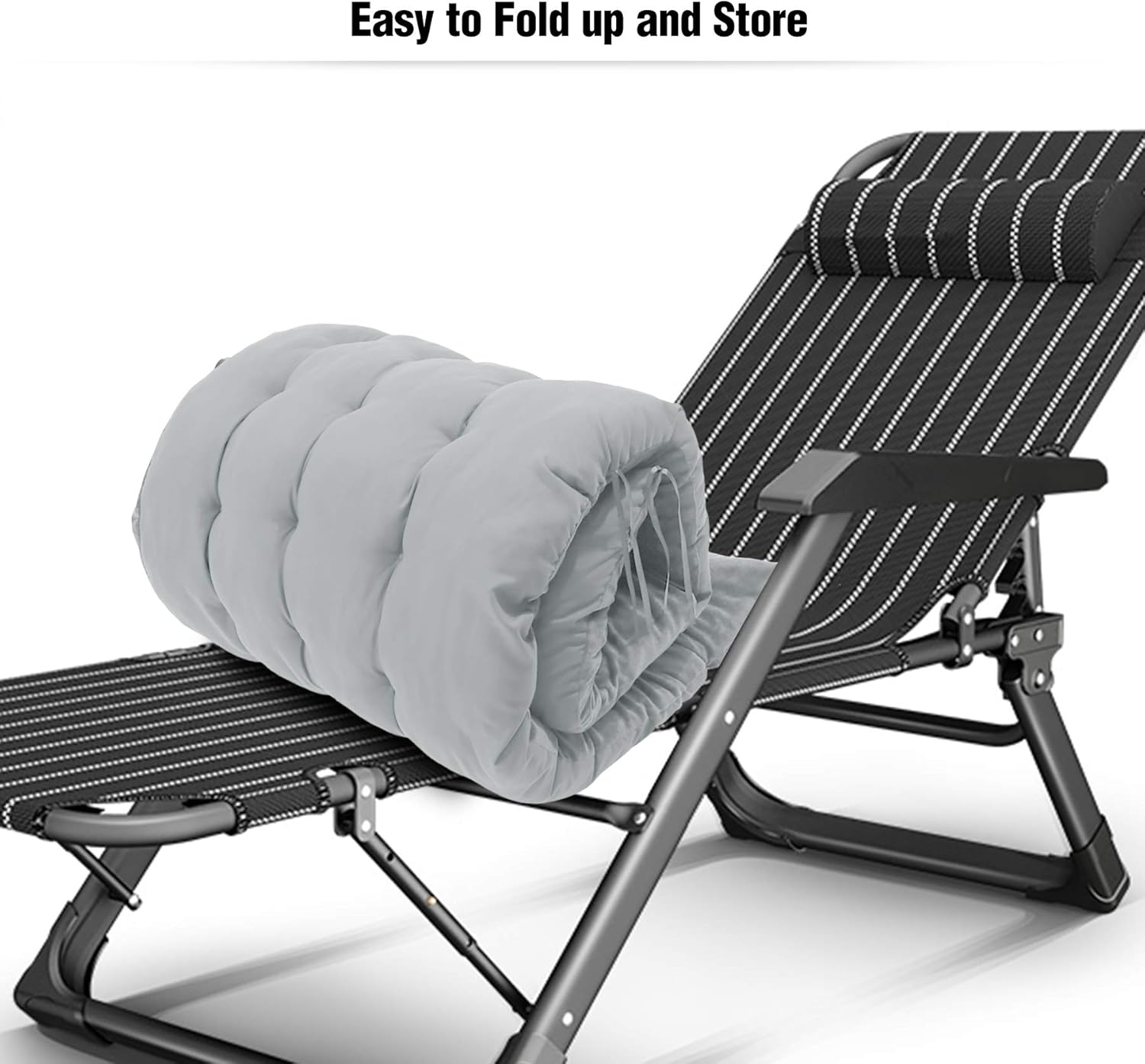 REDCAMP 21" Wider Chaise Lounge Chair Cushion for Patio Furniture, Thicker Soft Comfortable Zero Gravity Chair Pad for Outdoor Indoor Home Office, Grey 65"x21"