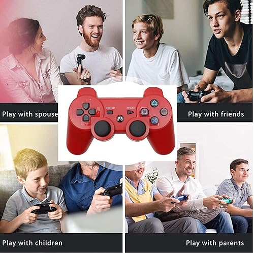 Miniatura 7 de 2 Pack PS3 Wireless Controller Playstation 3 Controller Wireless Bluetooth Gamepad with USB Charger Cable for PS3 Console (BLUE+RED)