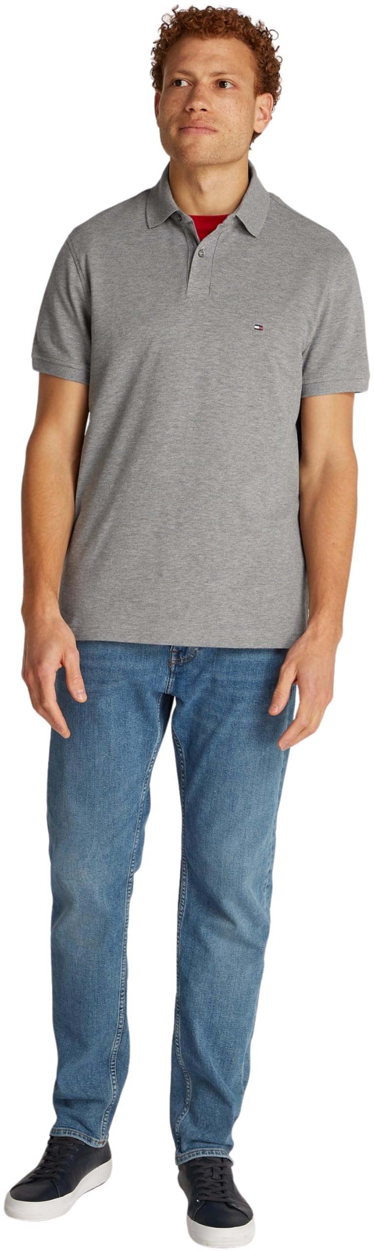 Tommy Hilfiger Herren Poloshirt Kurzarm 1985 Regular Fit, Grau (Medium Grey Heather), XXL – Ansicht 7