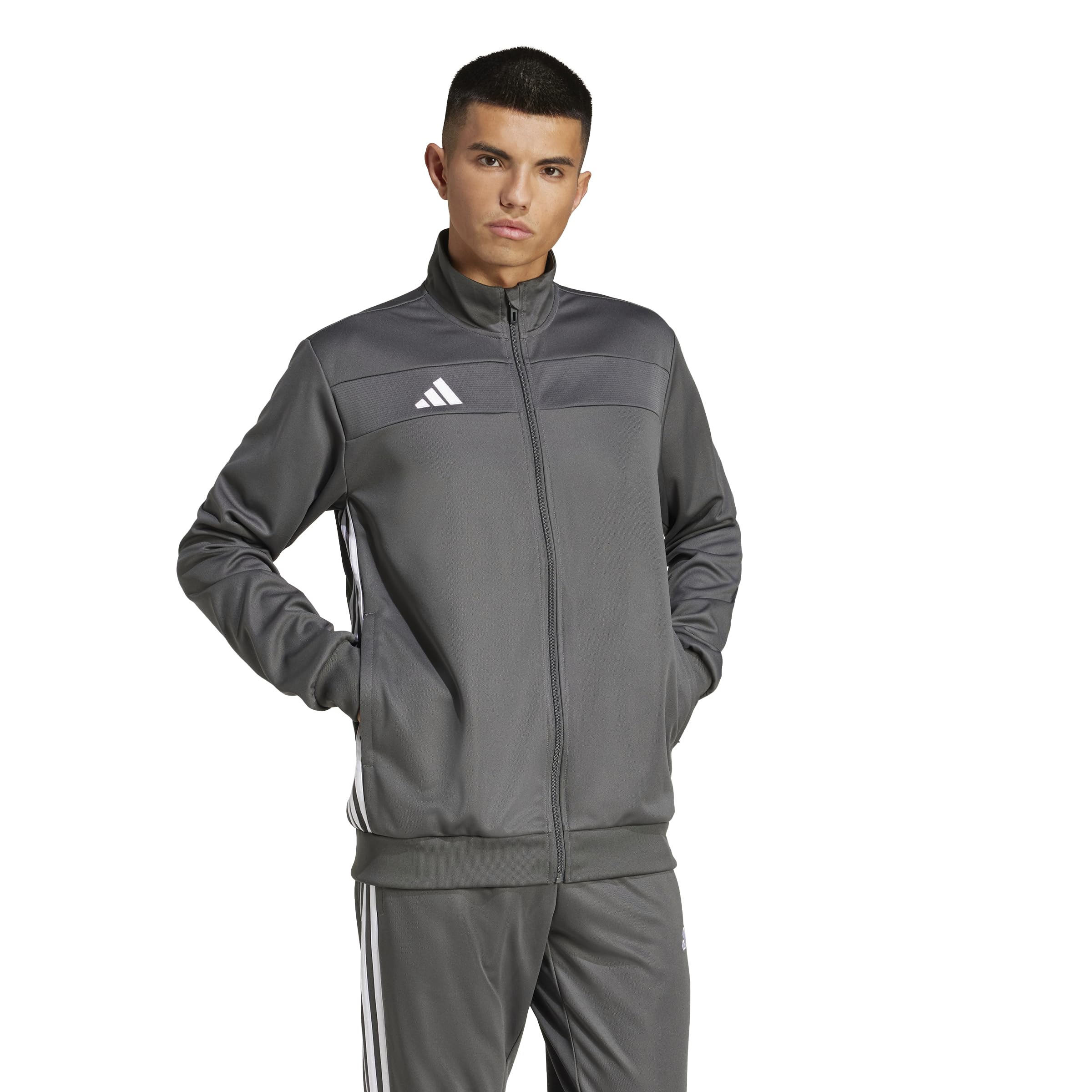 adidas Męska kurtka treningowa Tiro 25 Essentials, Szary Sześć/Biały, XL