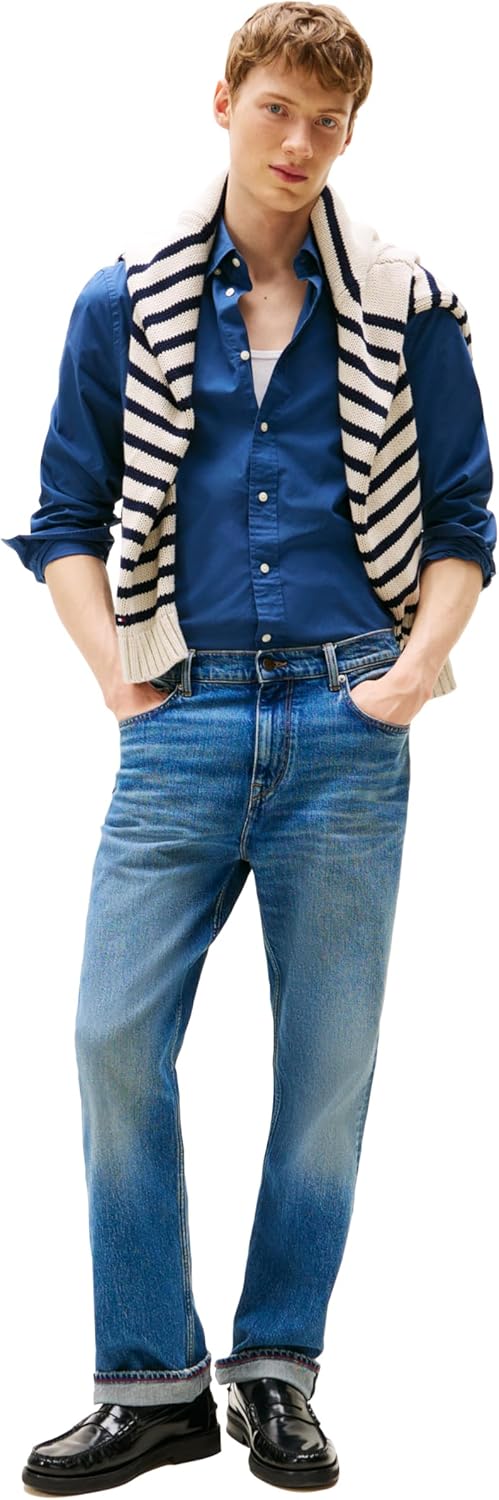 Tommy Hilfiger Mens Long Sleeve Poplin Shirts in Regular Fit, Men's Button Down Shirts, Also Available in Big and Tall - Image 3