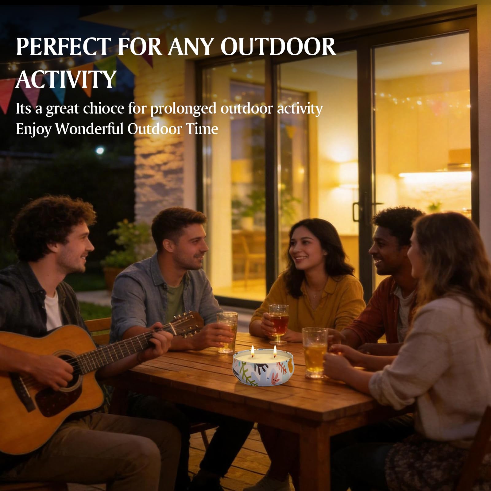 Velas Citronela Exterior Interior 170 g x4 Pack Sin Humo Cera Soja Larga Combustión 200 Horas Doble Mechón