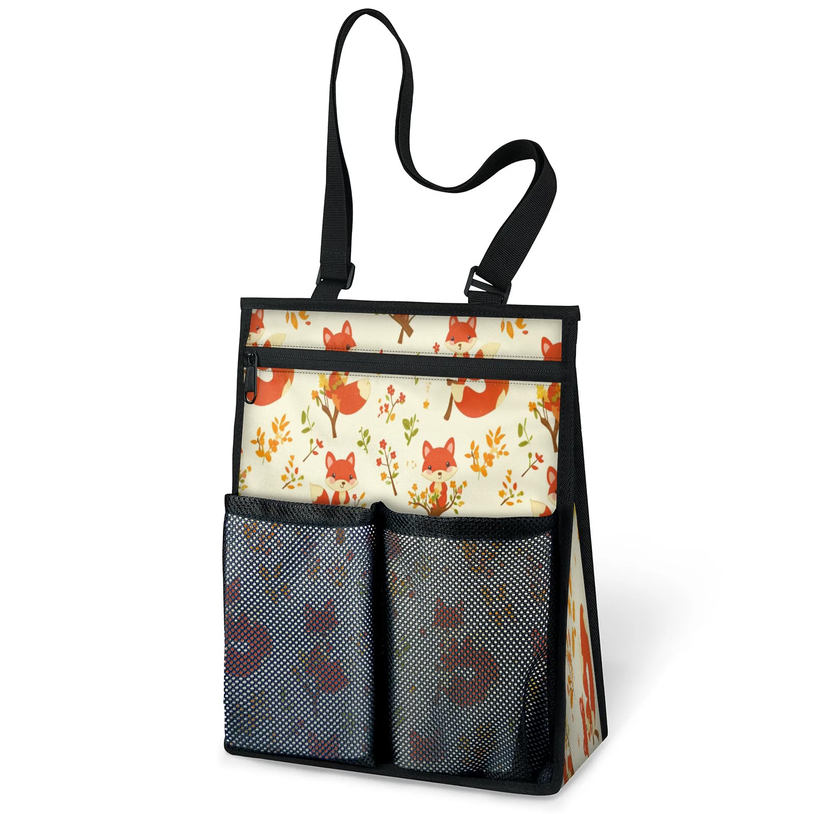 Ourtheme Flower Fox Portable Shower Bag for Travel Gym Camp Beach Tote Shower Caddy Bags Hanging Toiletry Organizer