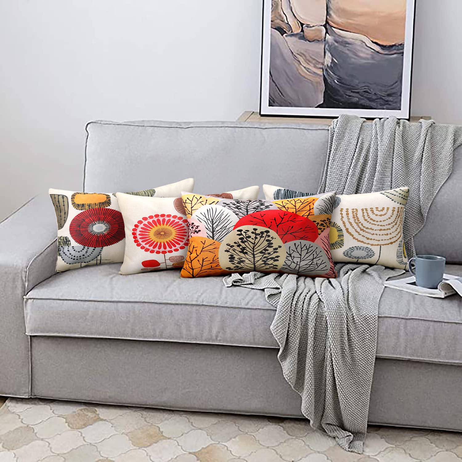 Lot De 2 Taies D'oreiller Boho 30x50 Cm - Coton Lin Rayé, Fermeture Invisible - Déco Salon, Chambre, Canapé