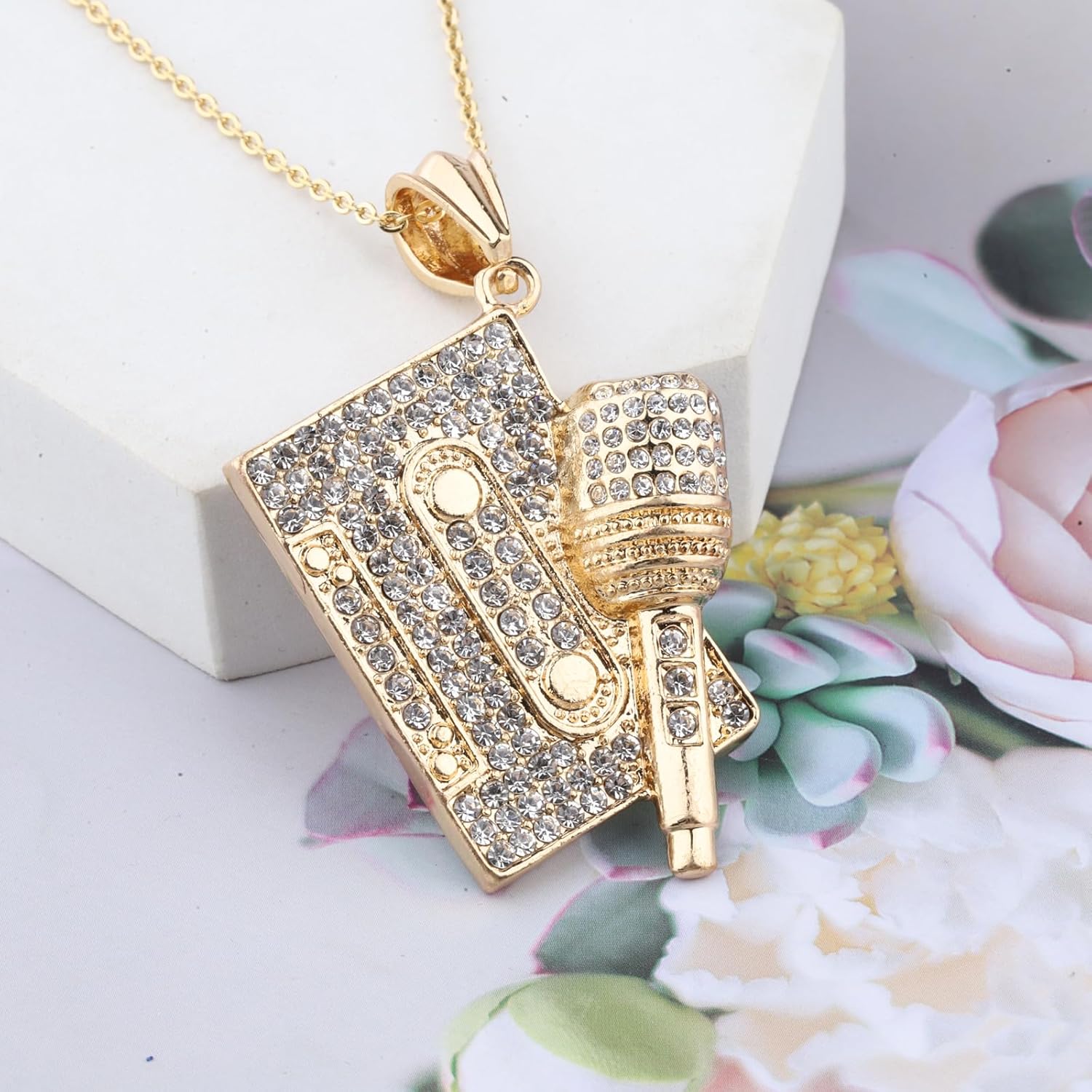BNQL Microphone Necklace Microphone Gifts Music Lover Gift Musical Gifts for Music Teacher Singing Jewelry Necklace - Image 2