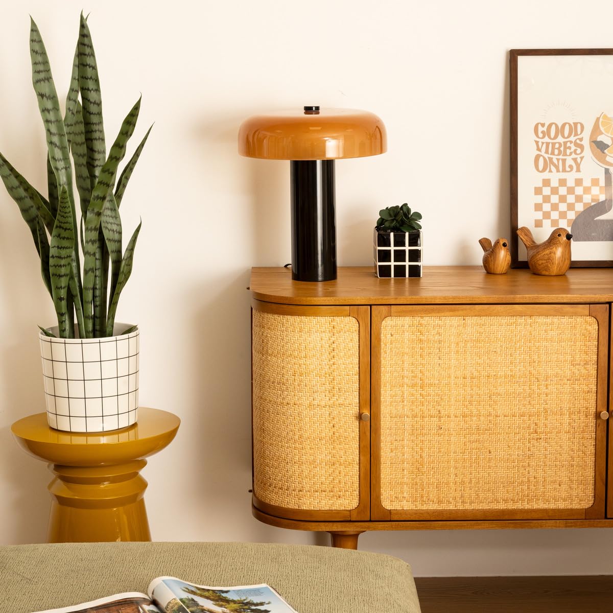 Atmosphera Créateur d'Intérieur Lampe Cylindrique Jody Lampe à Poser Vintage Abat-jour en Verre Inclinable