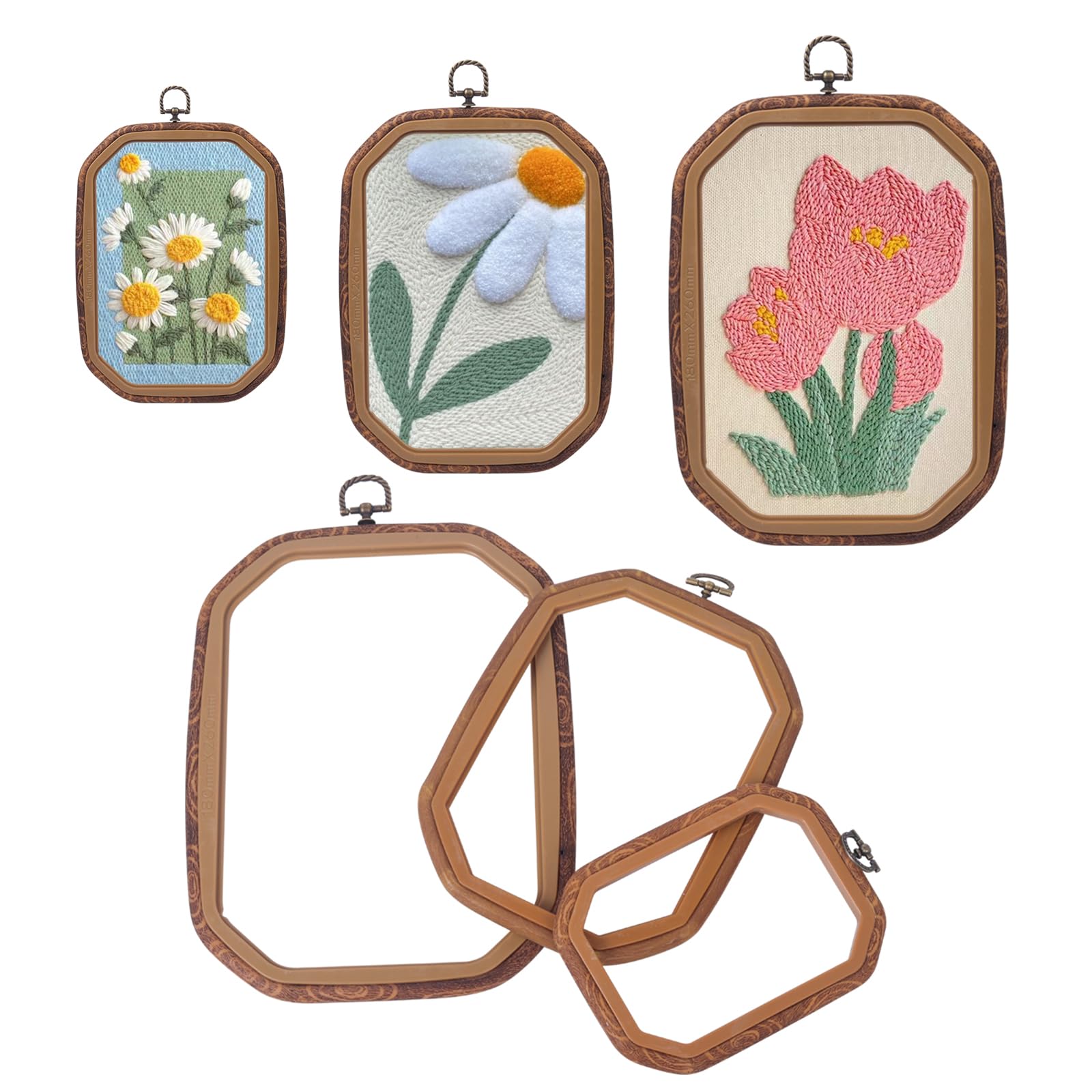 Embroidery&amp;Cross Stitch Frames for Display,6PC Rectangle Embroidery Hoops,Three Sizes Rectangle Frames for Embroidery Perfect for Sewing, Home Decor and Embroidery