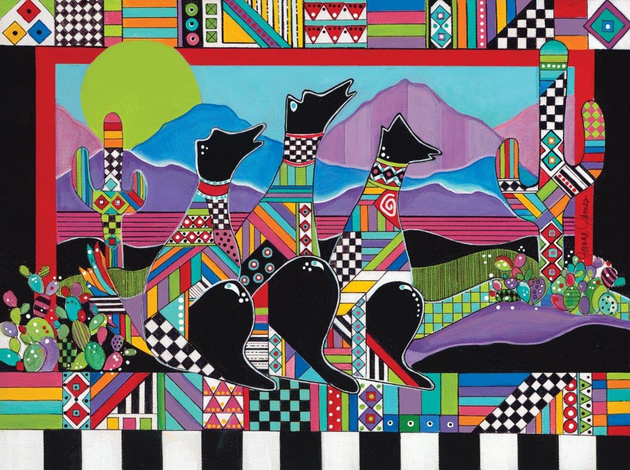 KI Puzzle 1000 Piece Puzzle for Adults Jonna James Desert Dawgs Premium blueboard Jigsaw in a Sort-R-Box 27x20