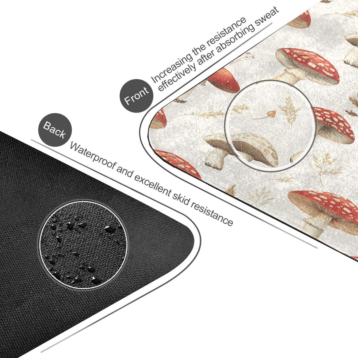 ALAZA Vintage Mushroom Yoga Mat Non Slip Fitness Exercise Mat, Workout Mat for Yoga, Pilates and Floor Exercises