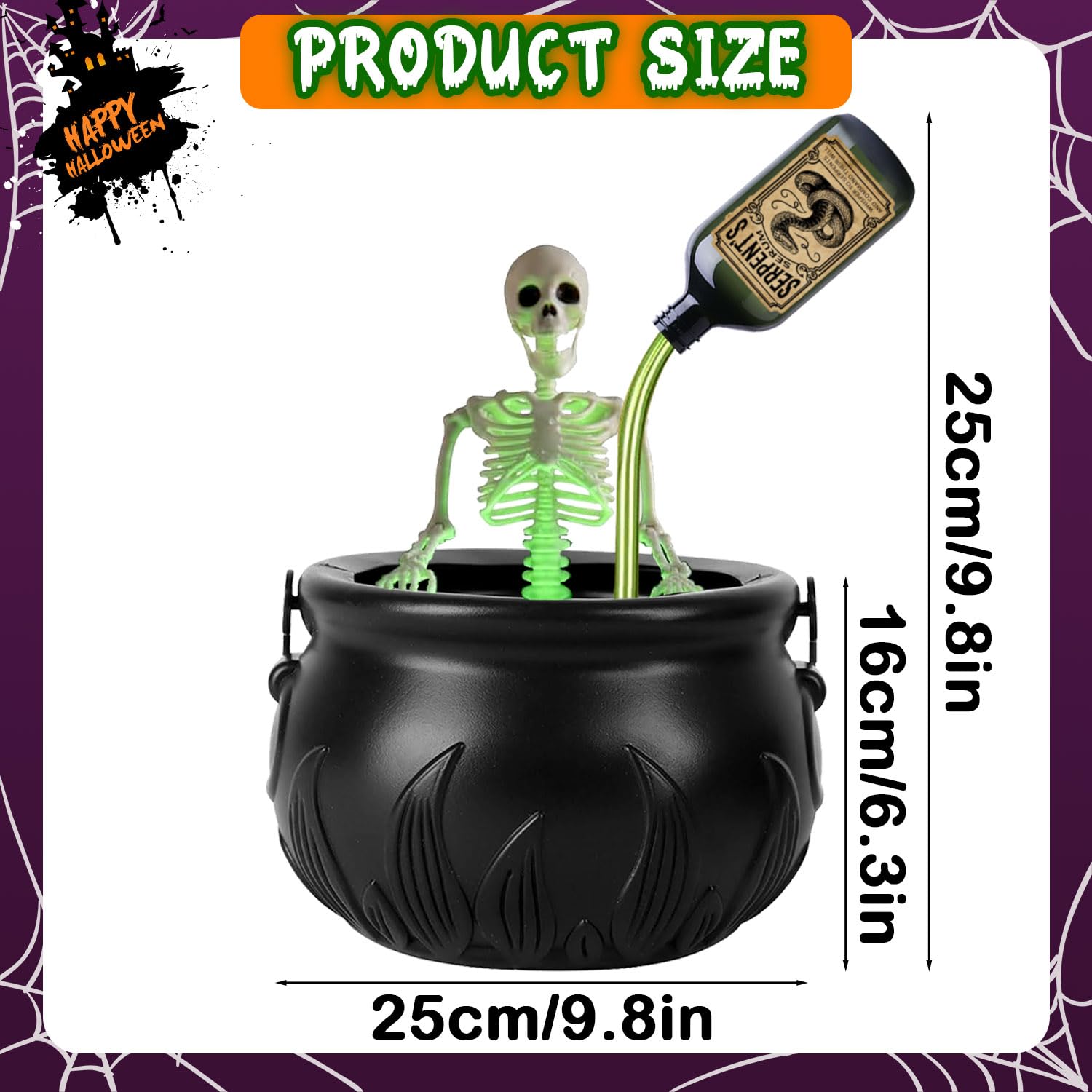 Rendu 3d de chaudron avec potion verte magique bouillie concept de