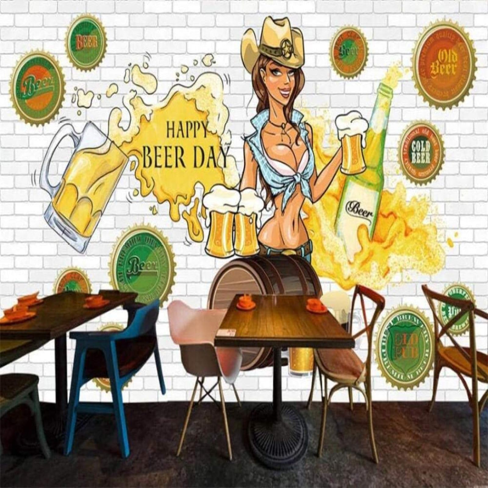 Papel pintado de cerveza 3D para decorar el fondo del sofá de salón y paredes del dormitorio