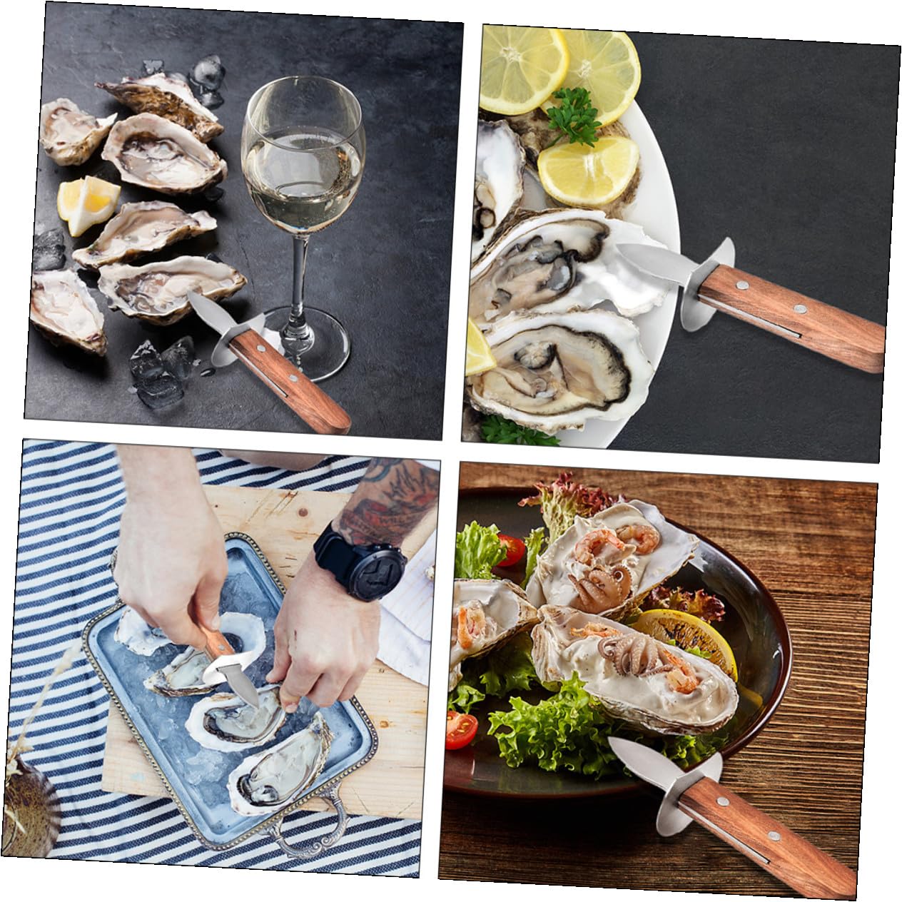 ULTECHNOVO 3piezas Cortador De Ostras Inoxidable Herramienta Práctica Para Moluscos Diseño Ergonómico Cocinas y