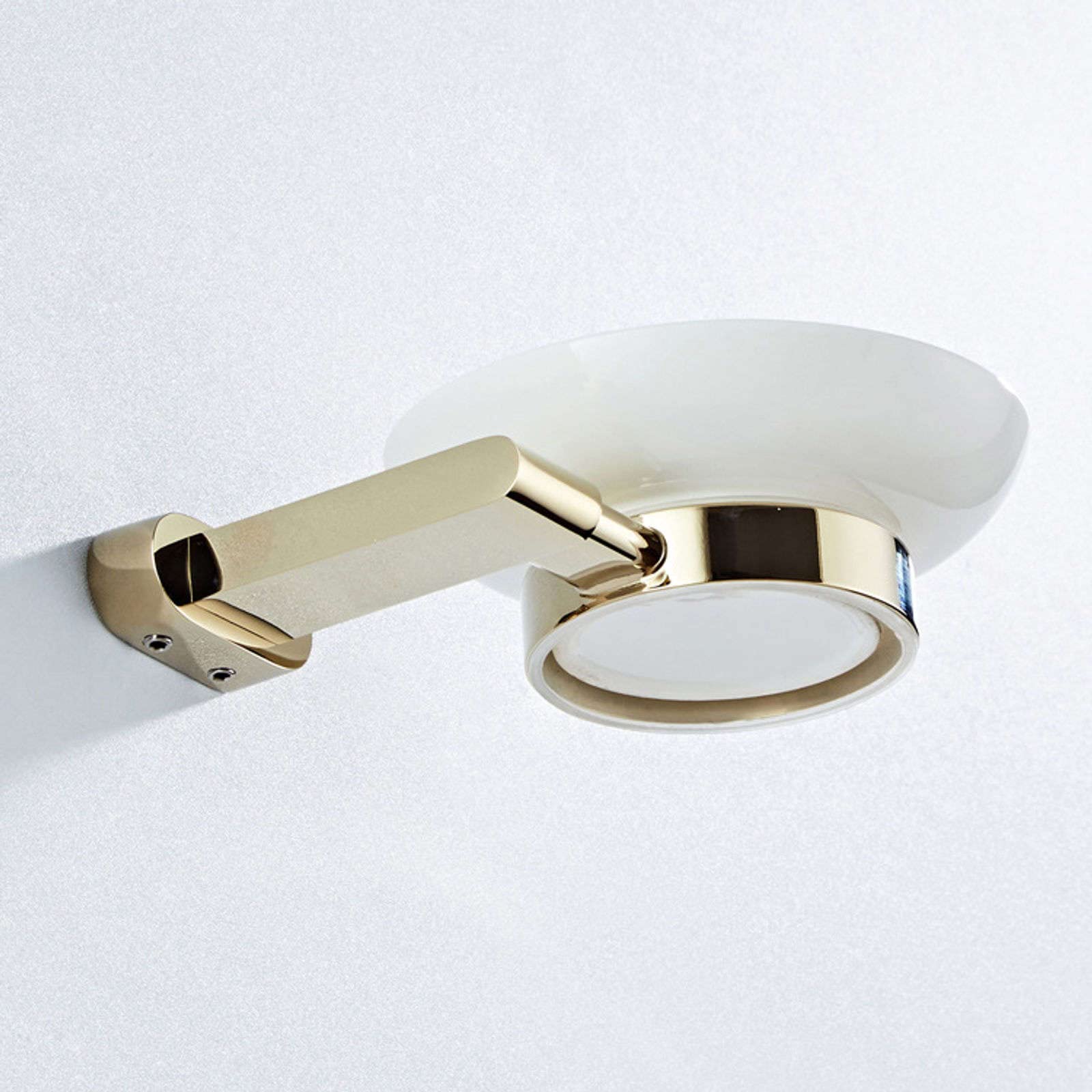 Jabonera de Pared, jabonera, jabonera de latón for Pared de Ducha, jabonera Moderna montada en la Pared con Plato de cerámica, jabonera Concisa for baño, Cocina, Dorado