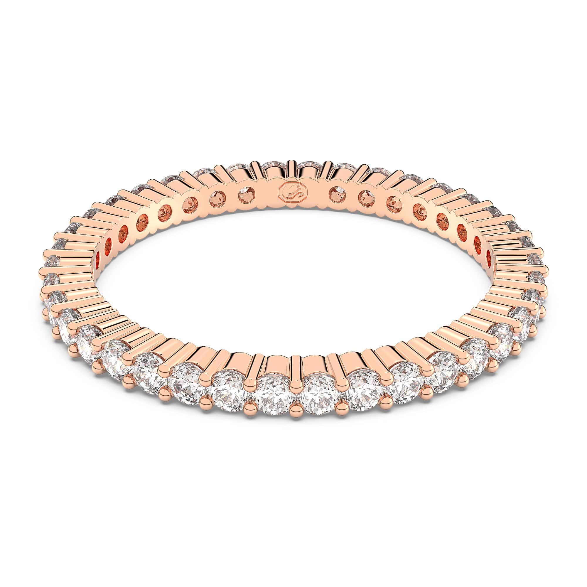 Swarovski Anello Vittore, Taglio Round, Bianco, Finitura in tono oro rosa