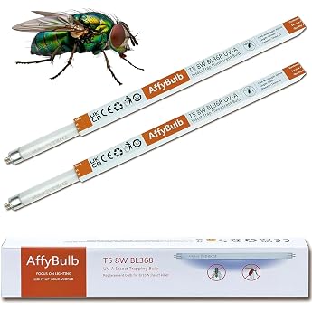 FSL OEM T5 F8W BL 368nm UV Replacement Tube for 16W Fly Killer 11 Inch Pack of 2