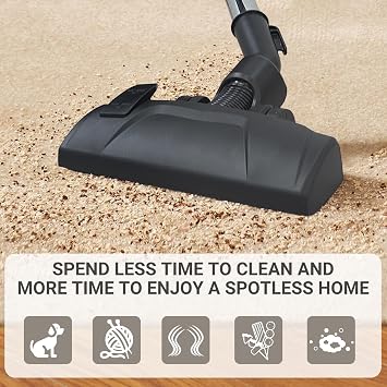 EZ SPARES 32/35mm 2-in-1 Floor Brush, Swivel Head with Wheels, Black | Dual-surface tool flips from hardwood to carpet fast. Swivel neck glides around legs and corners. Fits most vacuum.