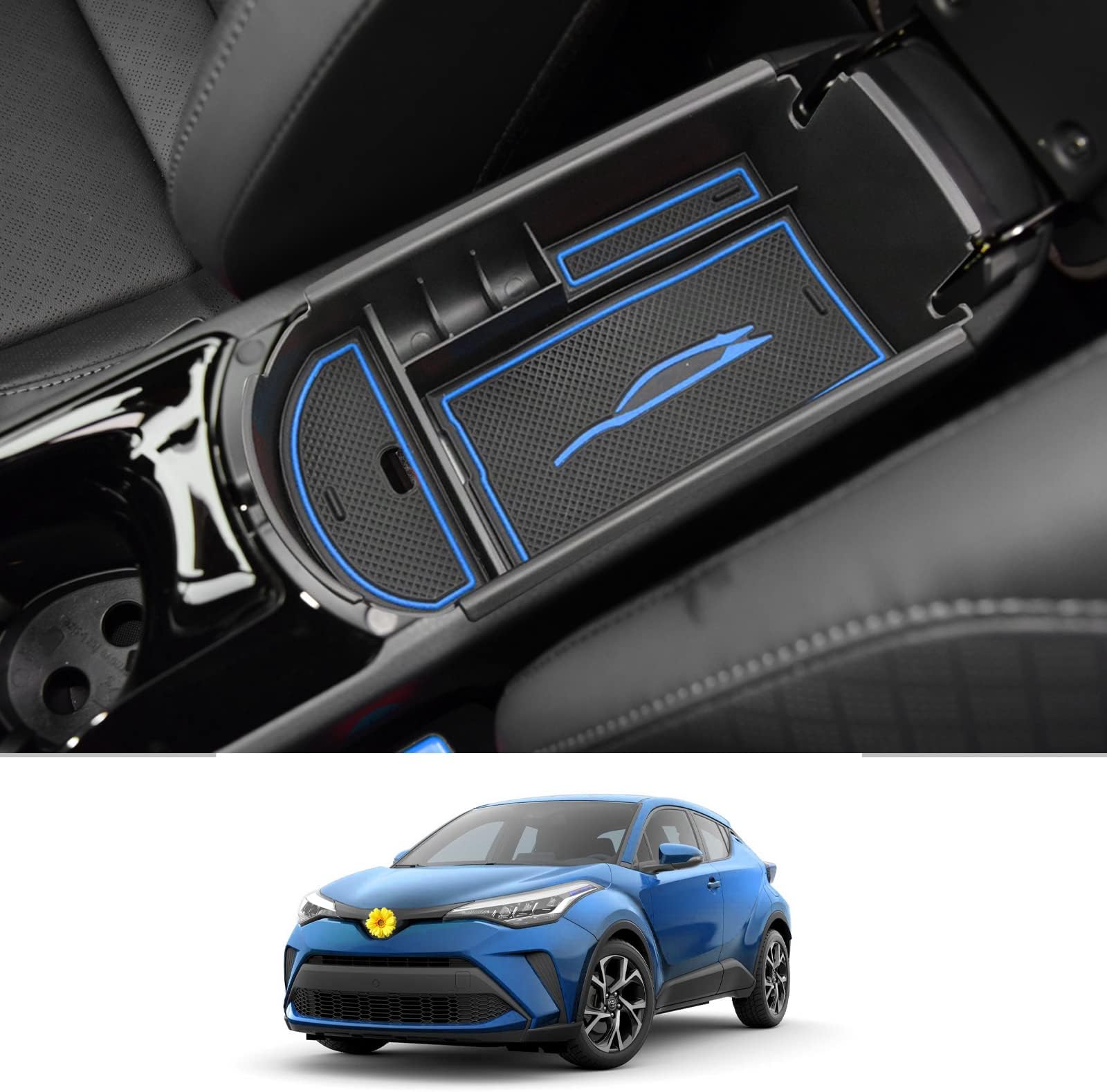 CDEFG Center Console Accessory Organizer Compatible with 2018 2019 2020 2021 2022 CHR C-HR, ABS Material Armrest Box Insert Tray (Blue)