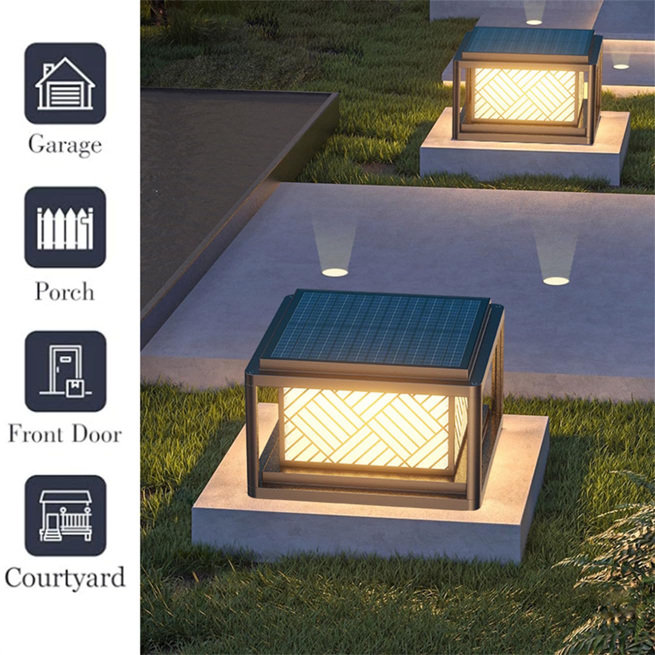 Nowoczesna lampa słupkowa ze stali nierdzewnej, lampa solarna LED do ogrodzenia, tarasu lub ogrodu, wodoodporna IP54, żarówka E26 (1 sztuka), idealna do dekoracji ogrodu i tarasu.