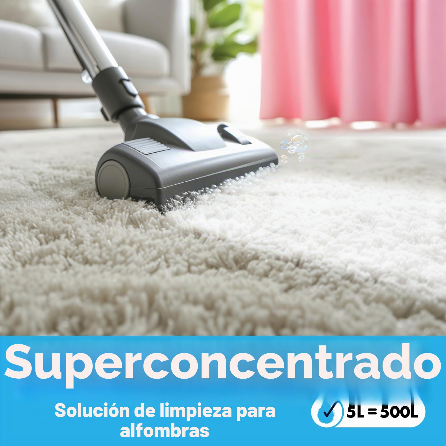 Dirtbusters Fórmula Concentrada 3 en 1 Limpia y Desodoriza Moquetas y Tapizados. Elimina y Neutraliza los Malos Olores. Apto para Aspiradoras y Materiales Delicados. Aroma a Fresco 5 Litros.