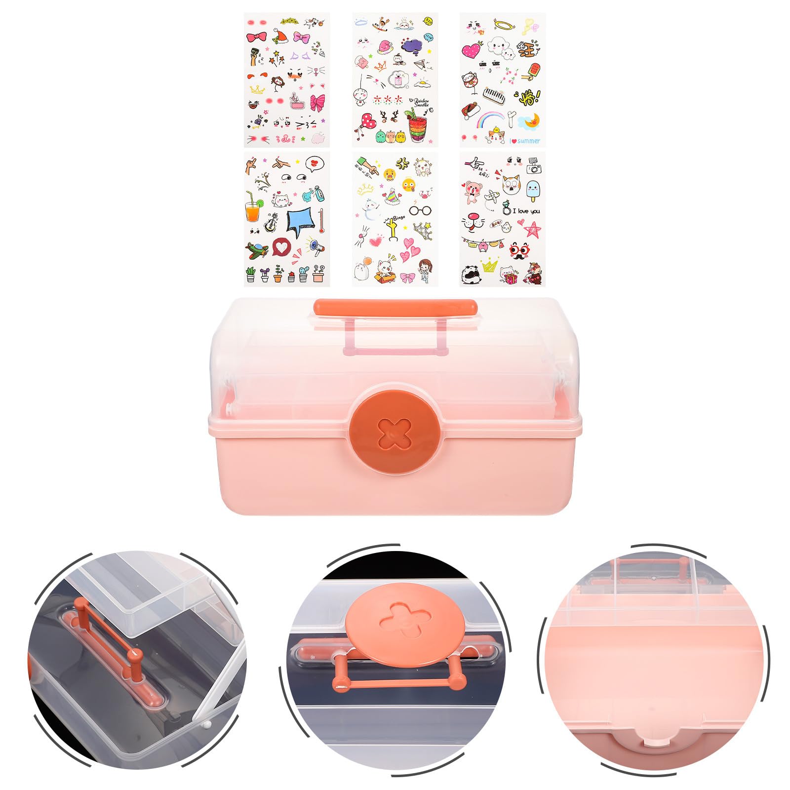 Kreative Mehrlagige Haaraccessoire Kasten für Mädchen Rosa Tragbare Schmuckaufbewahrung mit Desktop Organizer für Haarspangen und Haargummis