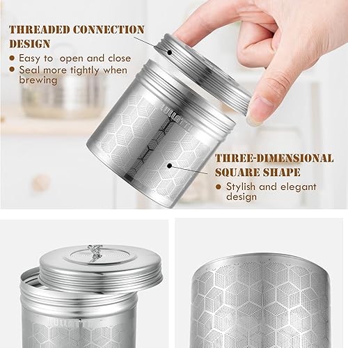 Miniatura 10 de Infusores de té para té suelto, (paquete de 2) juego de coladores de té de acero inoxidable 188, empapador de té de malla extra fina para preparar