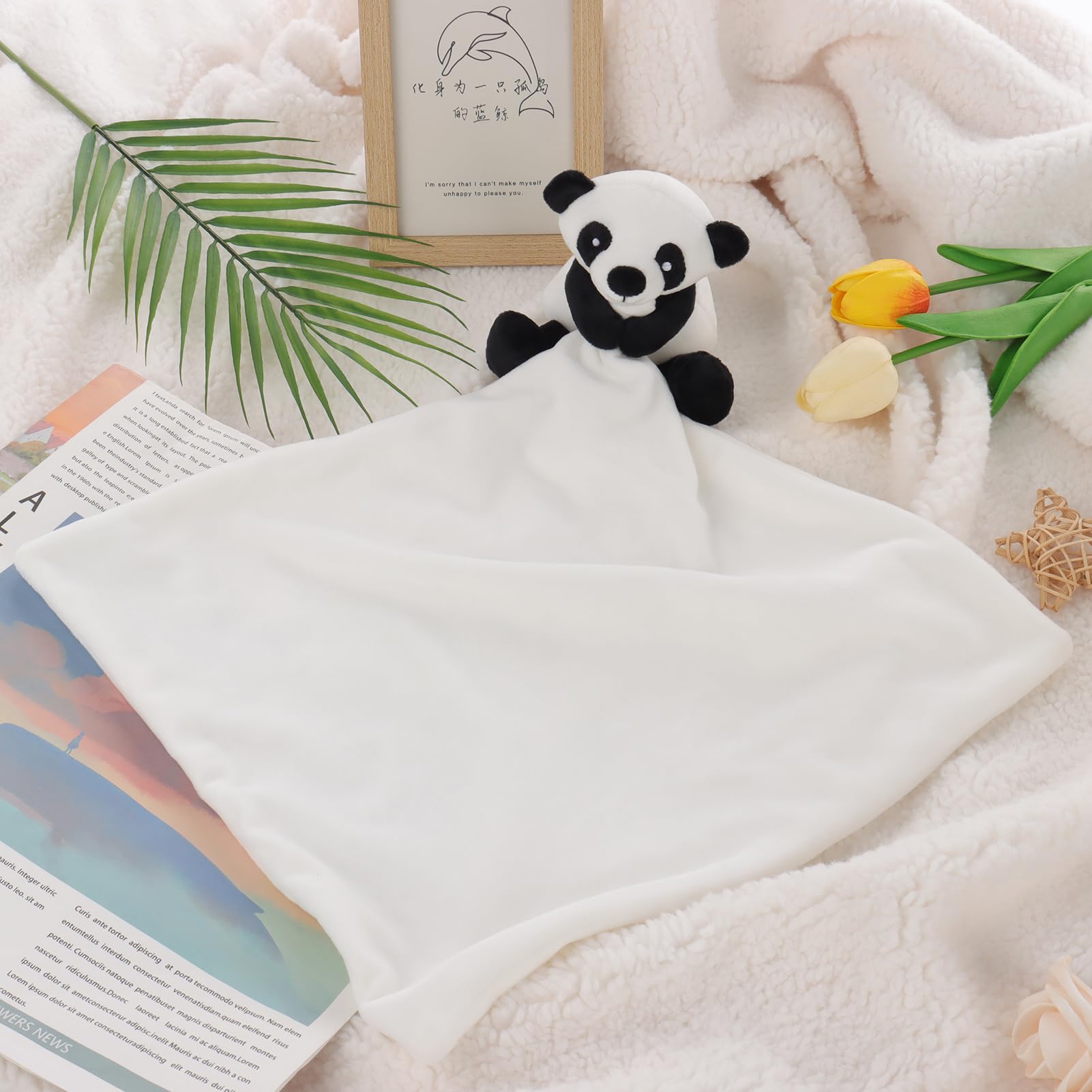 Apricot Lamb Manta de Seguridad de Albaricoque y Cordero con Peluche, diseño de Animales de Peluche,Panda de Juguete