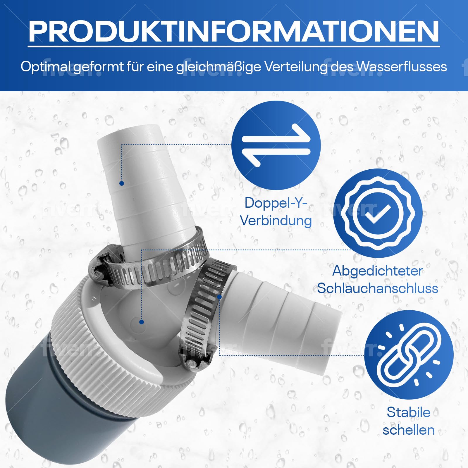 Raccord Y Double Pour Machine à Laver Et Lave-Vaisselle - Entrée 18-24 Mm, Sortie 40 Mm