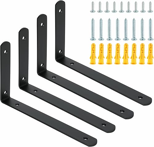 Miniatura 7 de Alise Soportes de estante flotantes, soporte blanco para estantes, soporte de pared en L, soporte de esquina de acero inoxidable para colgar tablero