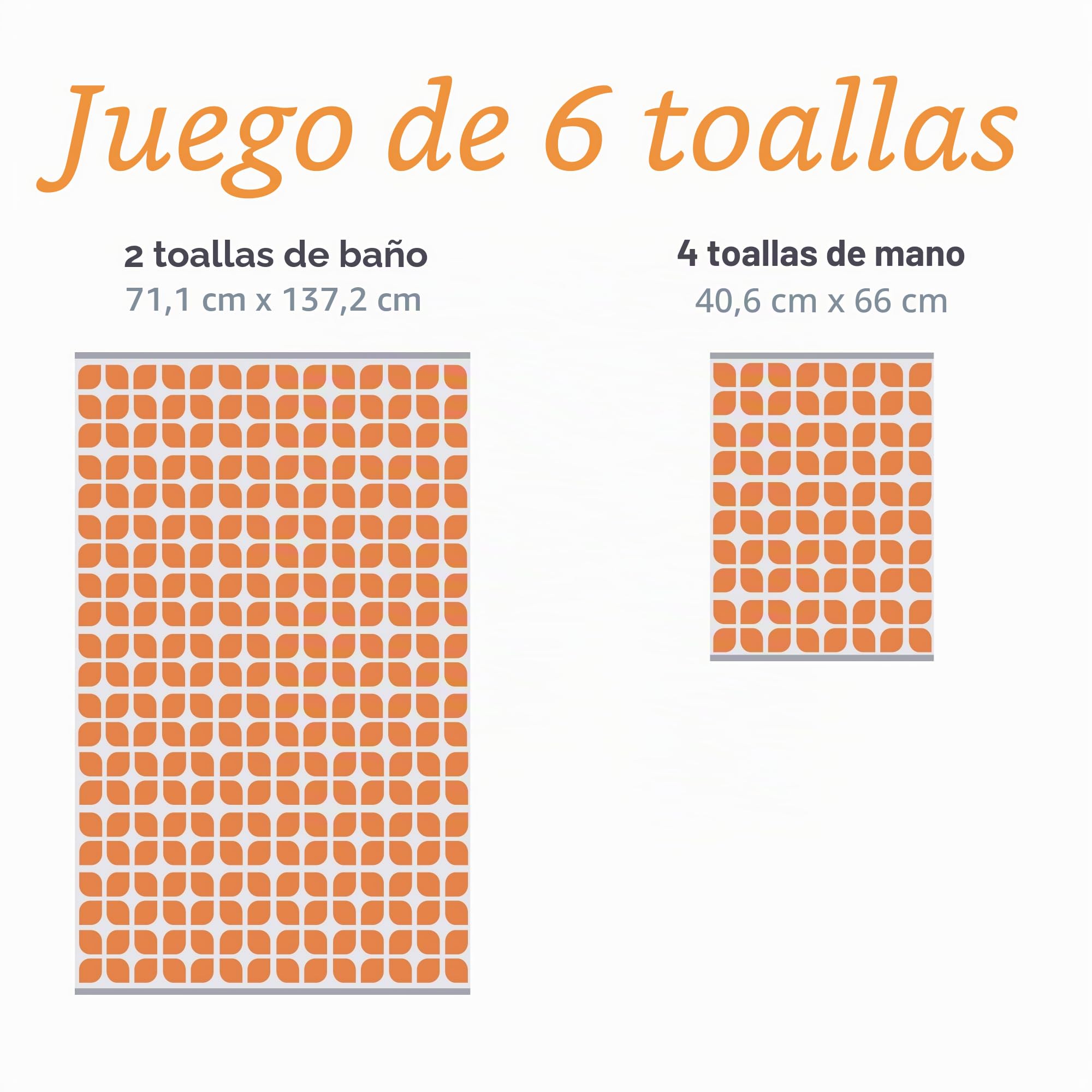 Intelligent Design Nadia-Juego de Toallas Lujo 100% algodón, diseño Jacquard Chveron Muy Absorbente, de Secado rápido, Calidad de Hotel y SPA para baño, Varios tamaños, Naranja/Gris, Talla única