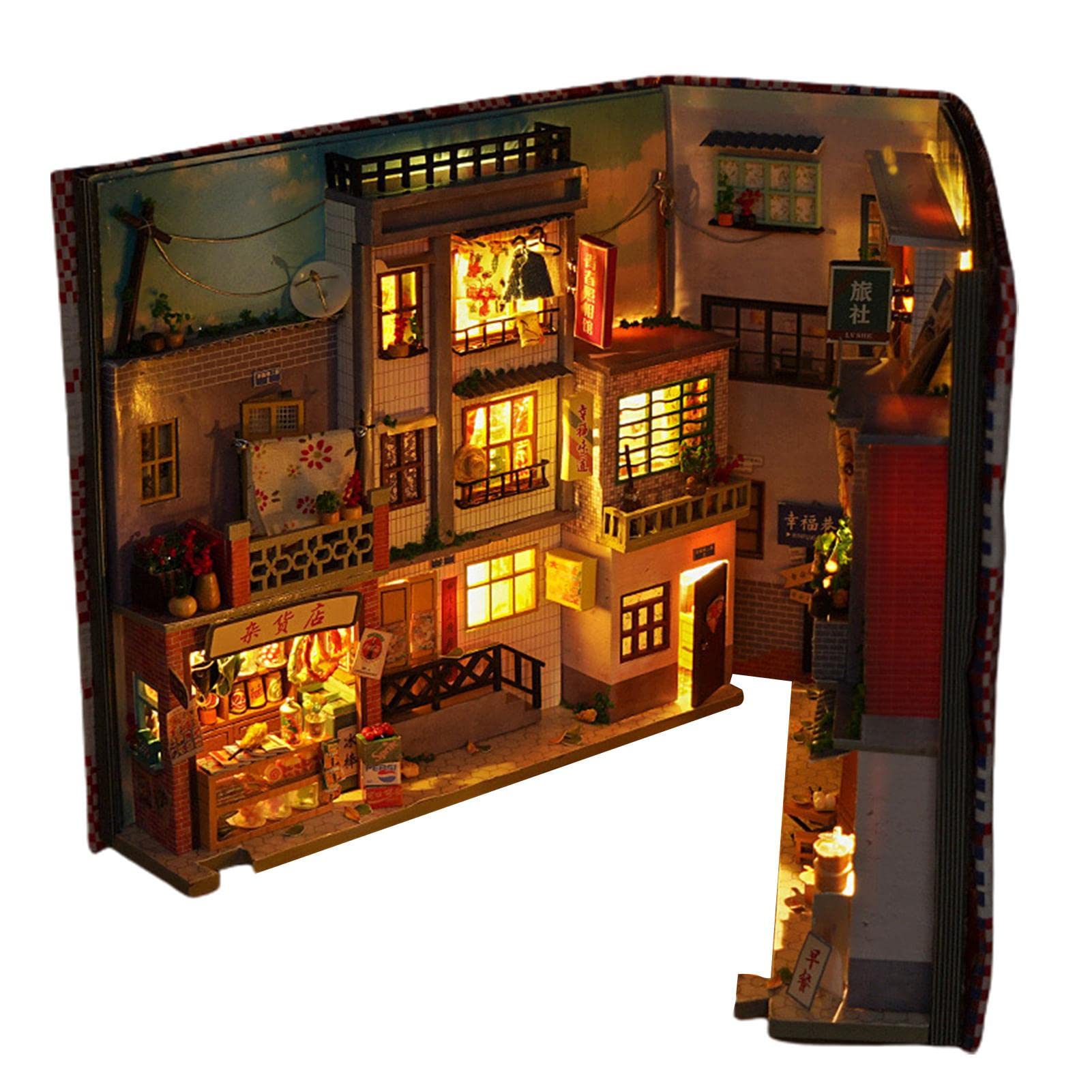 Cutefun Book Nook Kit, Décorations De Serre-Livres D'étagère, Inserts De Coin De Livre En Bois, Serre-Livres D'art DIY Secret Of Galaxy Alley, Kits De Construction De Modèles Avec Lumière LED | Votre