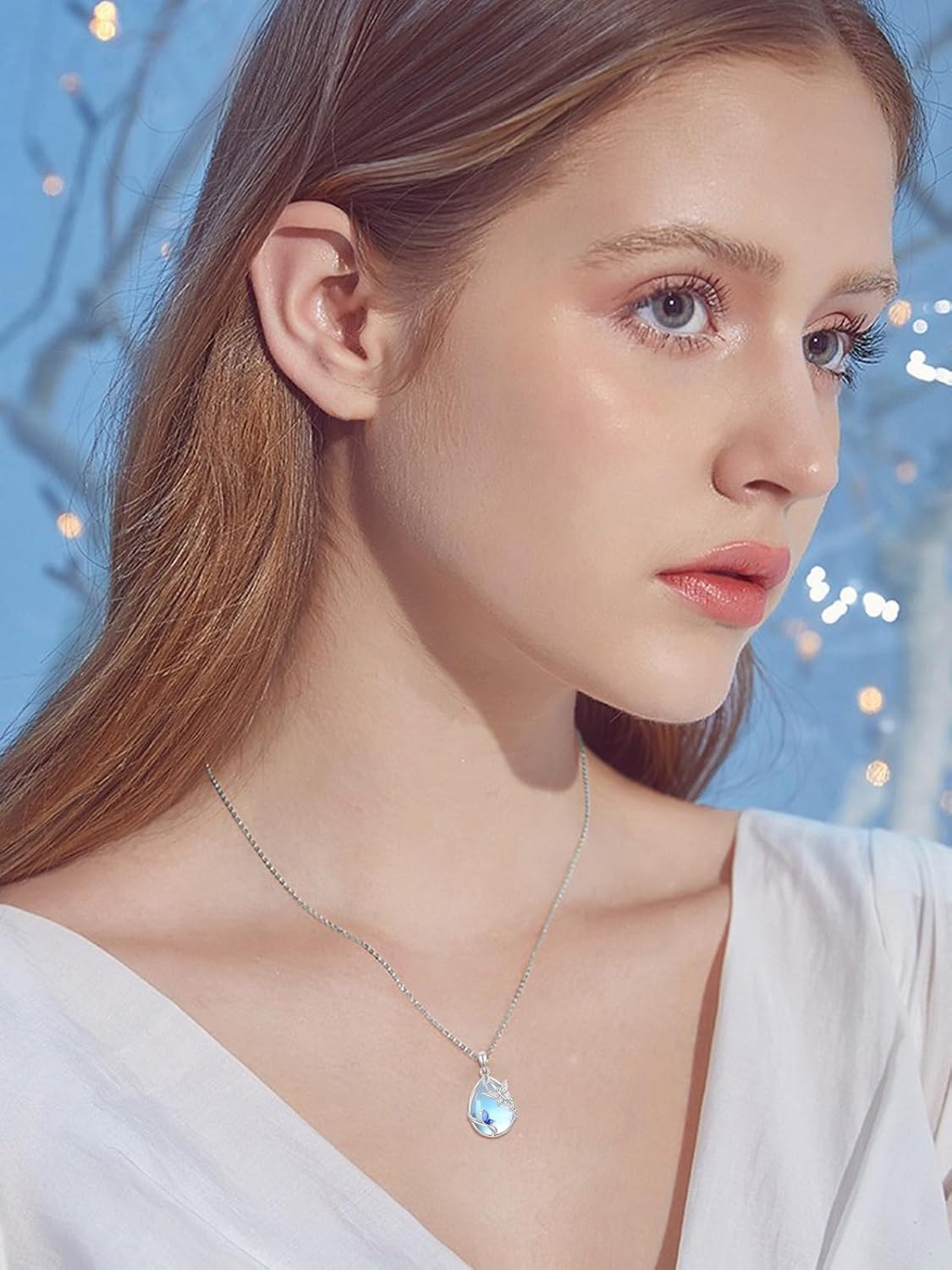 Dorunmo Hummingbird/Highland Cow/Axolotl/Butterfly Necklace 925 Sterling Silver Moonstone Pendant Necklace Animal Jewelry Gifts for Women - Image 5