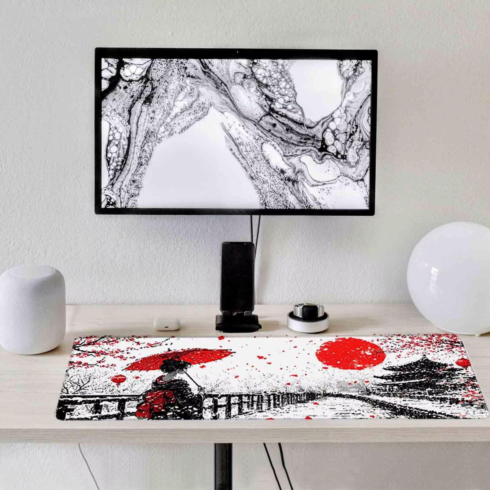 Tappetino Mouse Rosso Mousepad Donne giapponesi Tappetino Mouse XXL 1200 x 600mm Sottomano Scrivania Grande con Base in Gomma Antiscivolo Accessori per Computer, Migliora Precisione e Velocità j1996