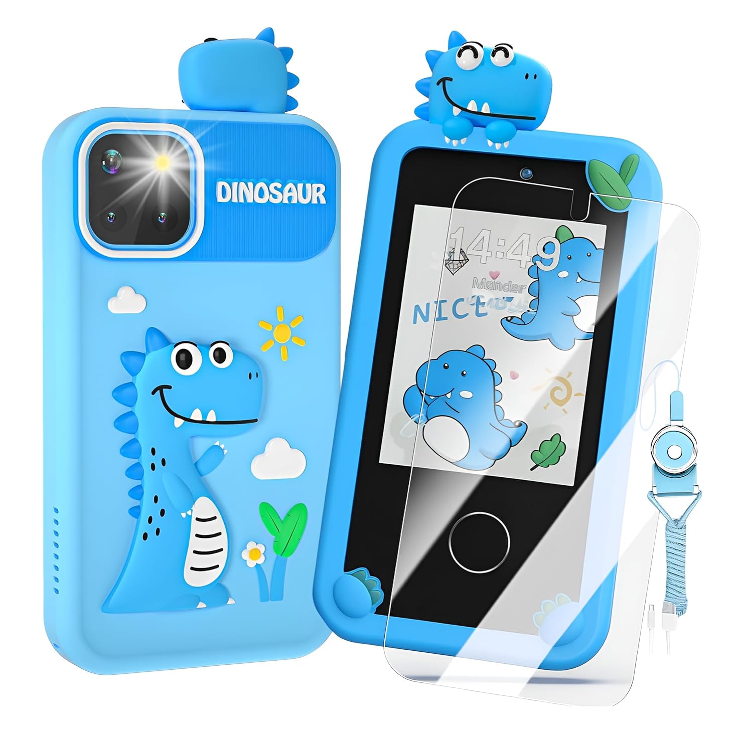 Cason Small Smart Phone for Boys & Girls,2.8” Touch Screen Mini Toy Phone for Kids with Dual Camera, Music Player, Games Kids Mobile with 8GB SD Card (Blue)