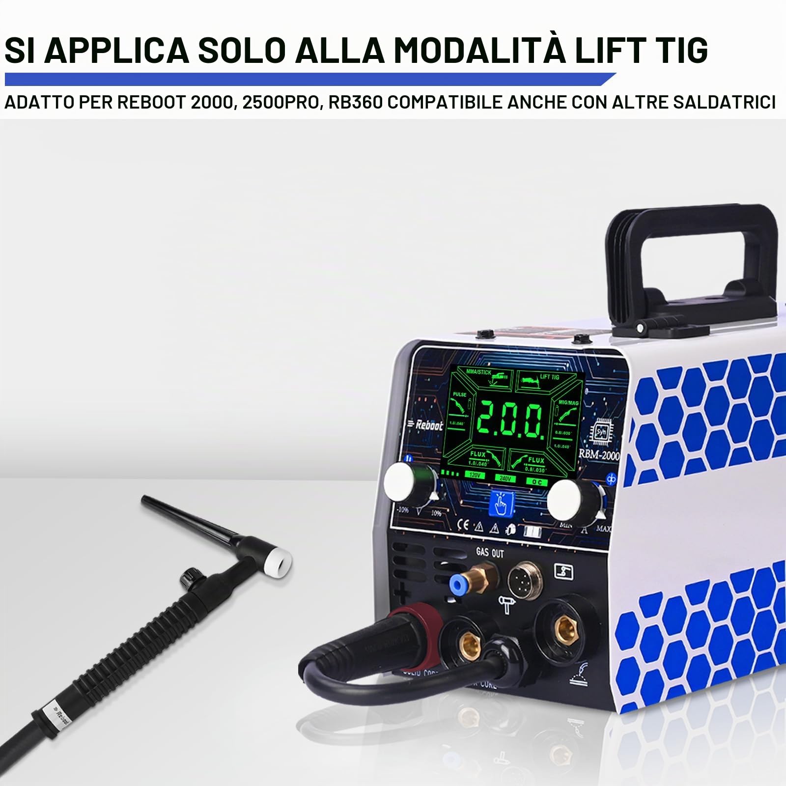Reboot Torcia TIG WP-17FV – Cavo flessibile 4m, raffreddata ad aria, Argon, 150A per saldatura TIG Lift 10-25mm, per saldatrici Reboot