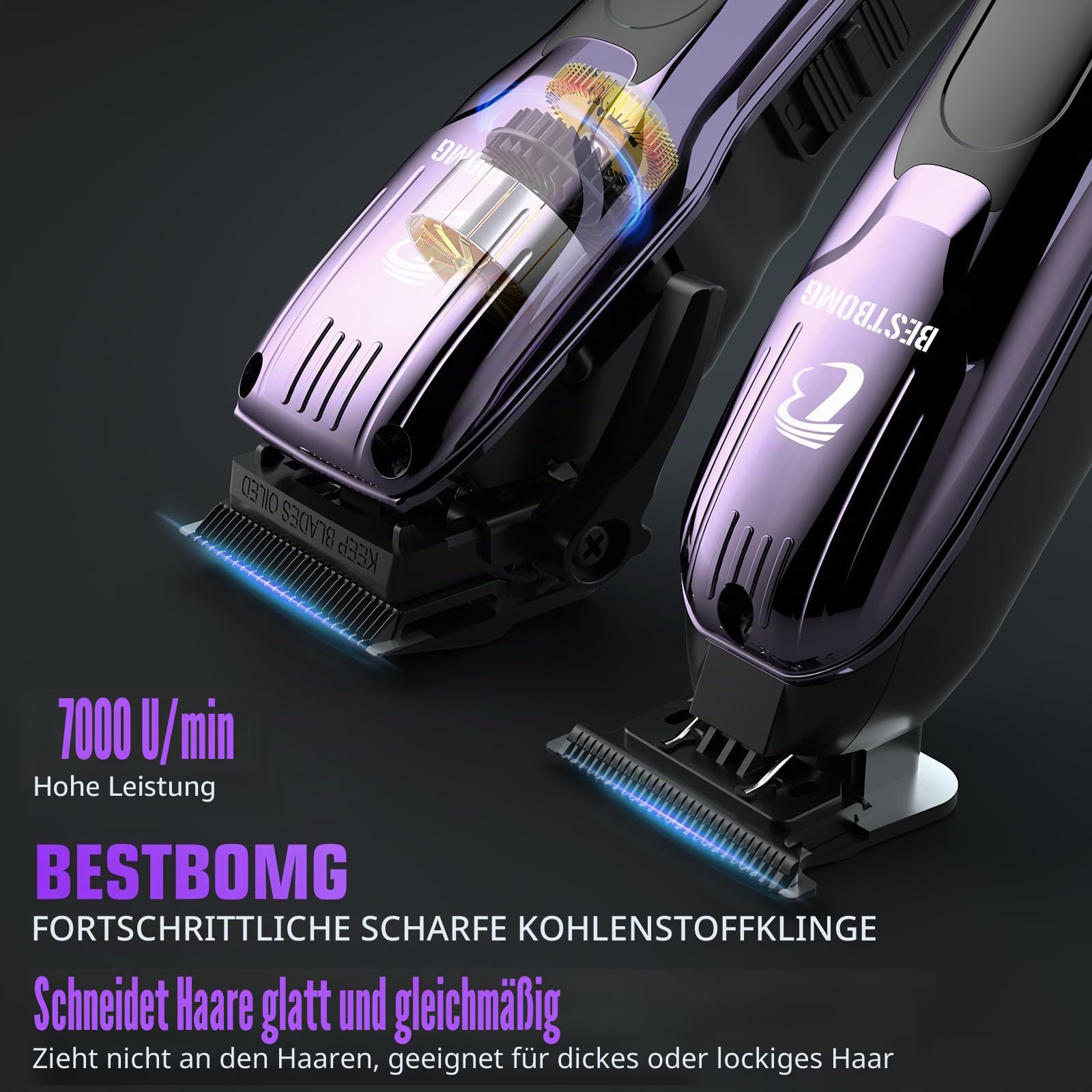 BESTBOMG® Haarschneidemaschine für Männer, professionelle Haarschneidemaschine, Bartschneider & wiederaufladbares Rasierer-Set, Metall-T-Klinge, LED-Display, Friseur-Haarschneide-Set für Männerpflege