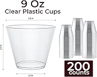Vista 1 de Exquisite Vasos de plástico transparente con pajitas, paquete de 400 – Vaso transparente – Vasos de plástico de 9 onzas desechables – Vasos